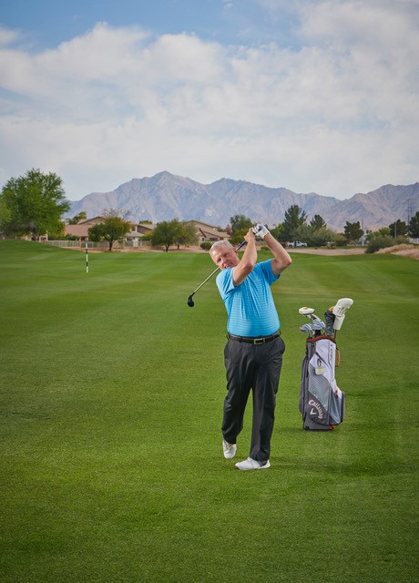 Fairway golfing follow through