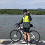 Dr Shefner next to bike