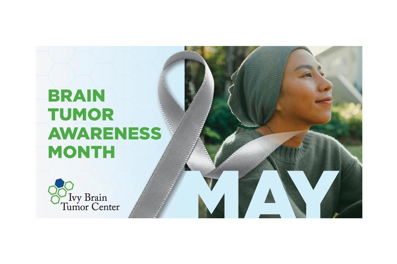 May is Brain Tumor Awareness Month. Image of woman smiling.