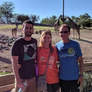 Lynne with her husband and son at the MS Walk at the Phoenix Zoo.