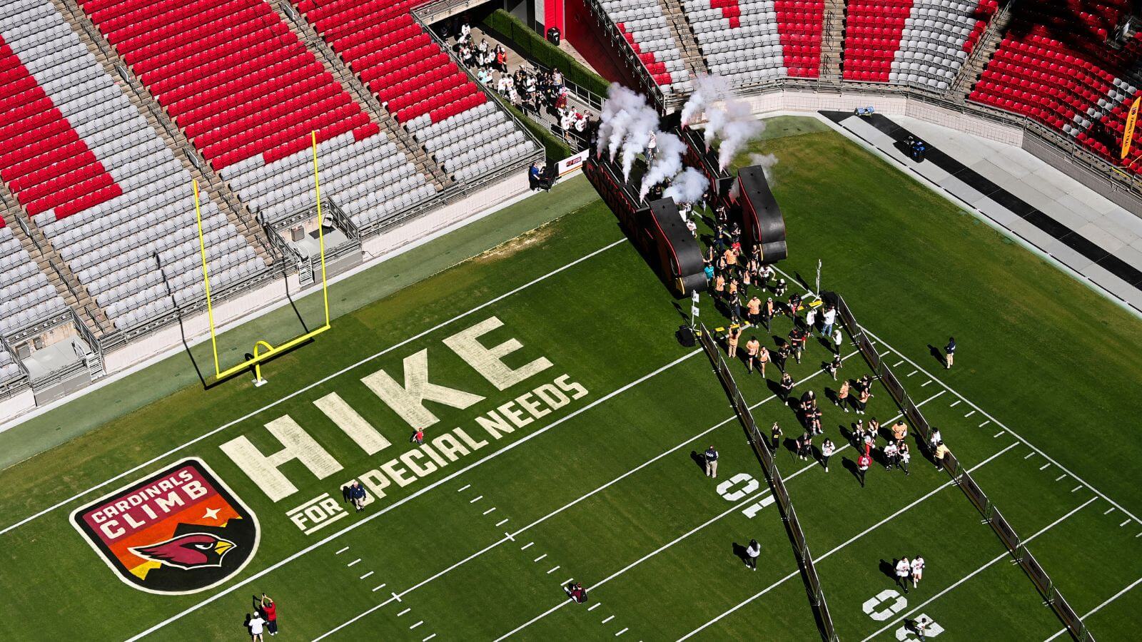 Cardinals climb stadium aerial view
